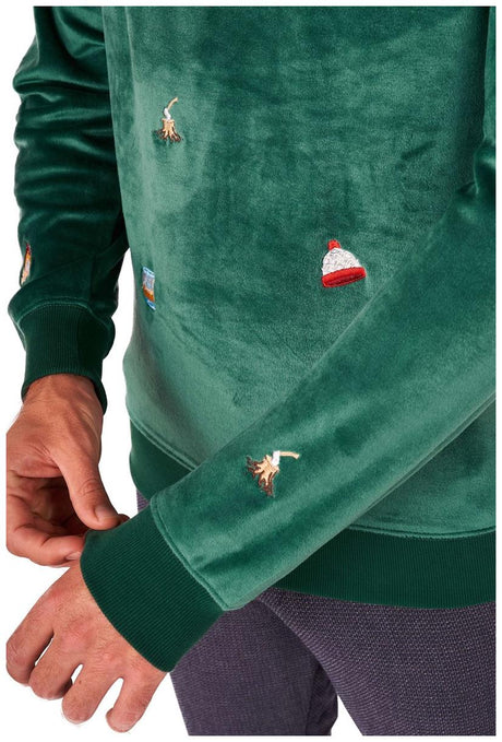 OppoSuits Deluxe Men's Sweaters Velvet Green - Xmas Icons