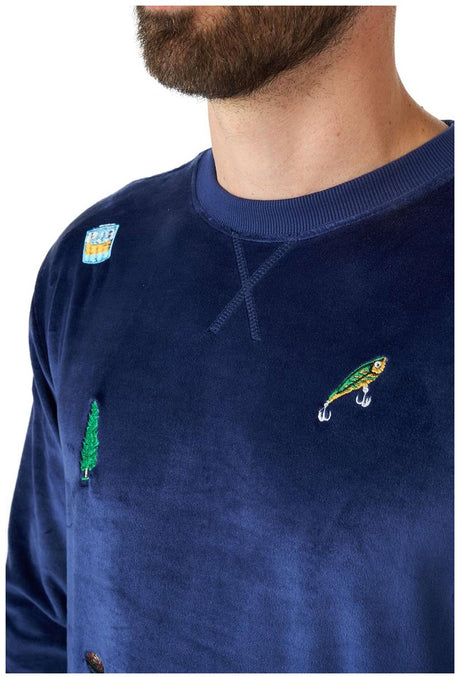 OppoSuits Deluxe Men's Sweaters Velvet Navy - Xmas Icons