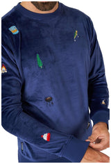 Stylish OppoSuits Velvet Navy Sweater for Festive Holiday Gatherings and Comfortable Winter Wear