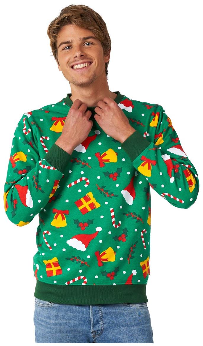 Comfortable OppoSuits Men's Holiday Sweater for Christmas Gatherings Parties and Festive Events