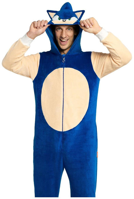 RADYAN Adults' Sonic the Hedgehog Onesie Costume for Cozy Costume Lounging product image showing the product clearly