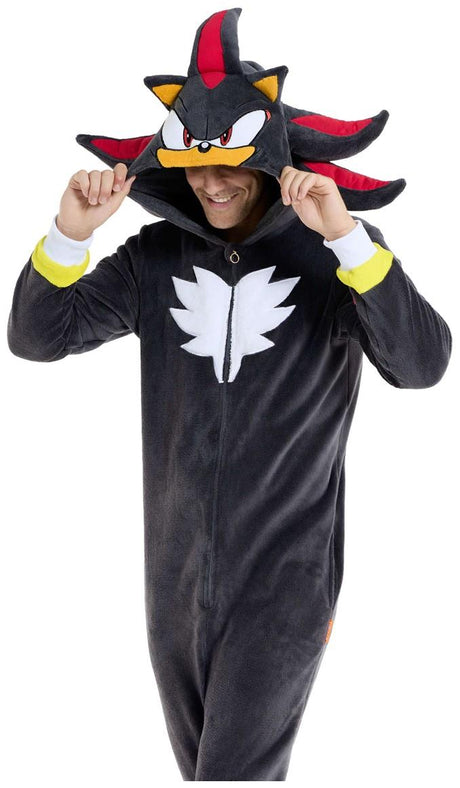 RADYAN Adults' Shadow the Hedgehog Onesie Costume for Cozy Lounging product image showing the product design and details