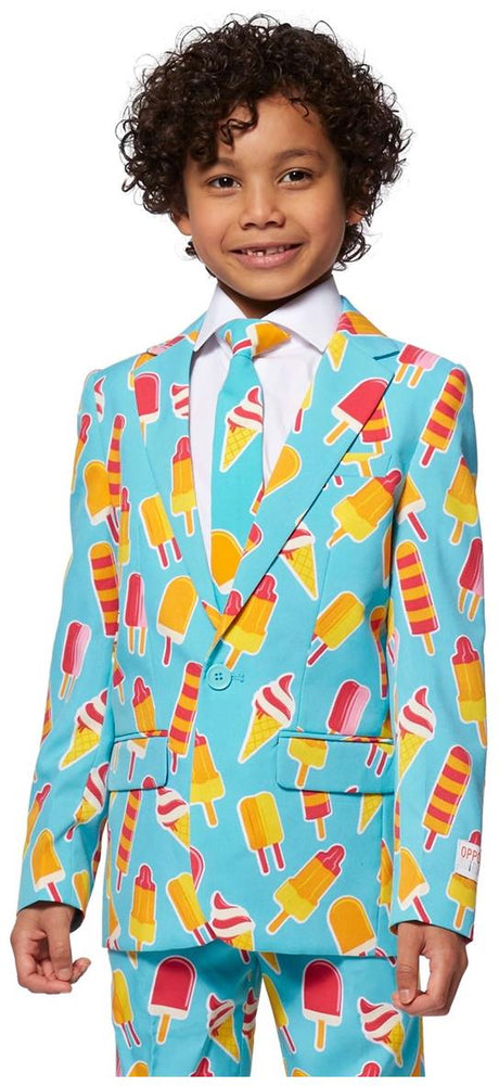 Cool Ice Cream Print Boys Suit for Birthday Parties Summer Events and Fun Occasions