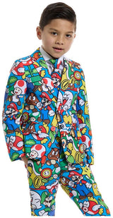 Colorful OppoSuits Super Mario Costume for Kids Halloween Parties and Dress-Up Events