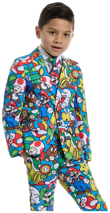 Colorful OppoSuits Super Mario Costume for Kids Halloween Parties and Dress-Up Events