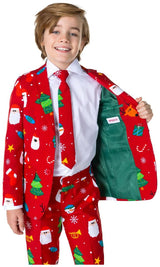 OppoSuits Boys Festivity Red Suit for Holiday Parties Christmas Celebrations and Family Gatherings