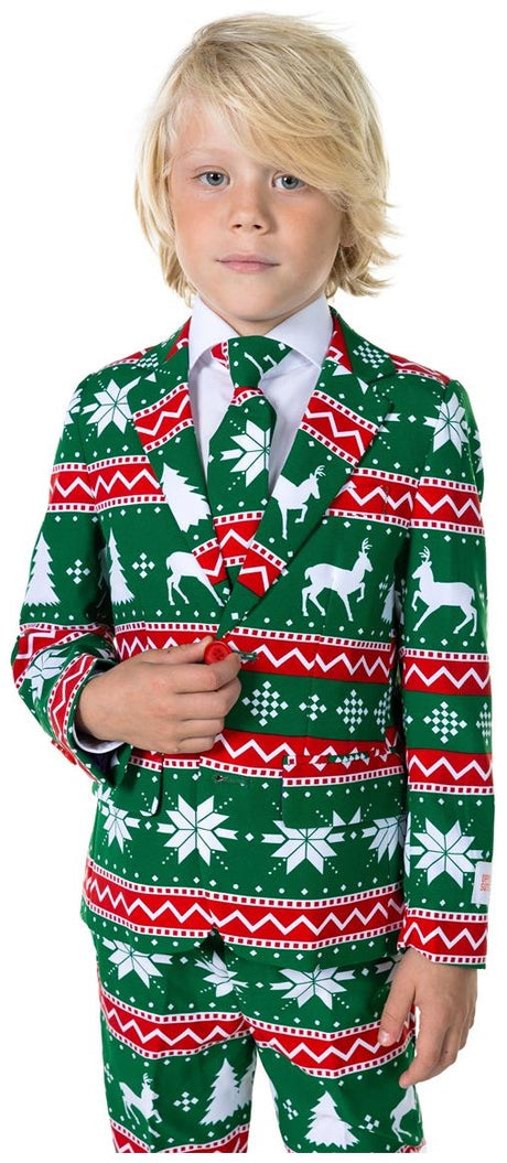 Fun OppoSuits Boys Festivity Green Suit for Holiday Parties Christmas Events and Festive Celebrations