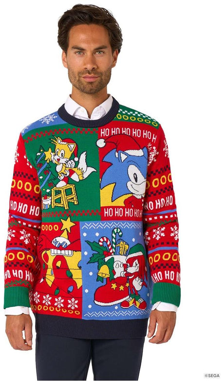 OppoSuits Adults' Knitted Sweaters Sonic Christmas Sweater
