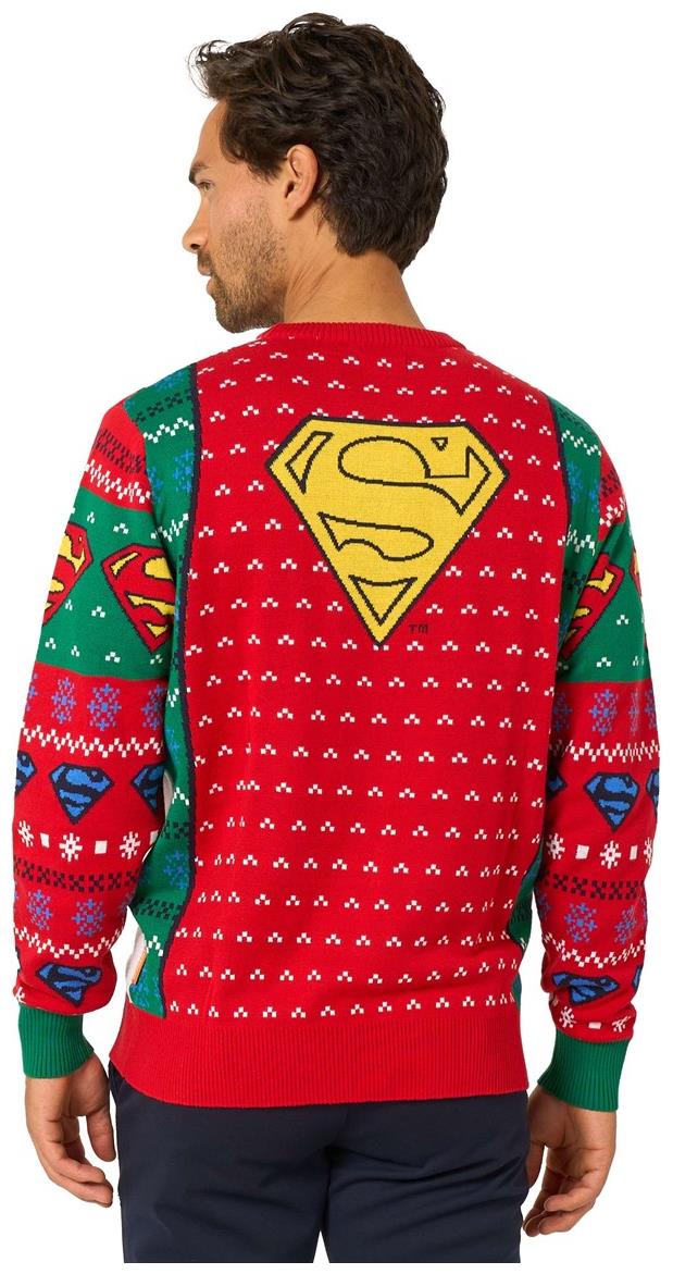 OppoSuits Adults' Knitted Sweaters Superman Christmas Sweater