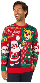 OppoSuits Adults' Knitted Sweaters Happy Claus Christmas Sweater