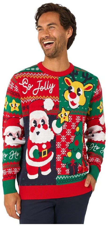 OppoSuits Adults' Knitted Sweaters Happy Claus Christmas Sweater