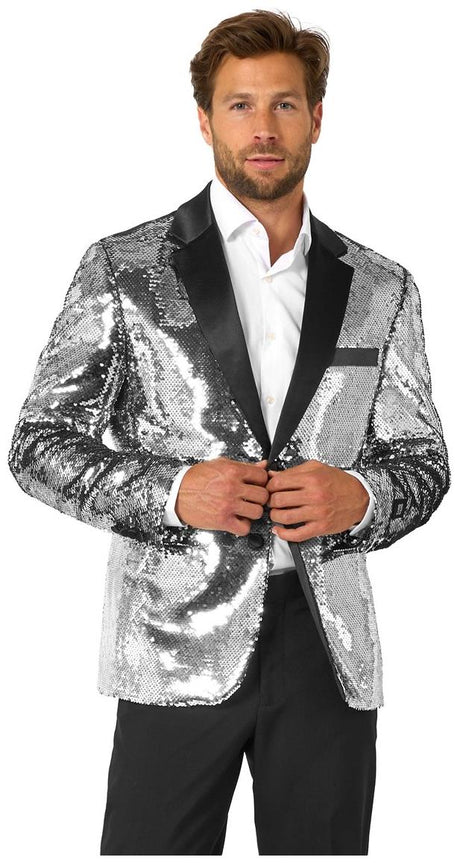 OppoSuits Men's Blazers Shiny Silver Sequins