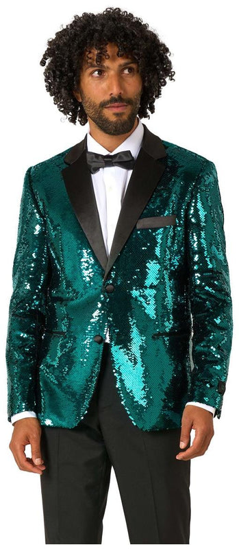 OppoSuits Men's Blazers Terrific Teal Sequins