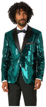 OppoSuits Men's Blazers Terrific Teal Sequins