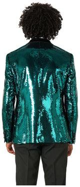 OppoSuits Men's Blazers Terrific Teal Sequins