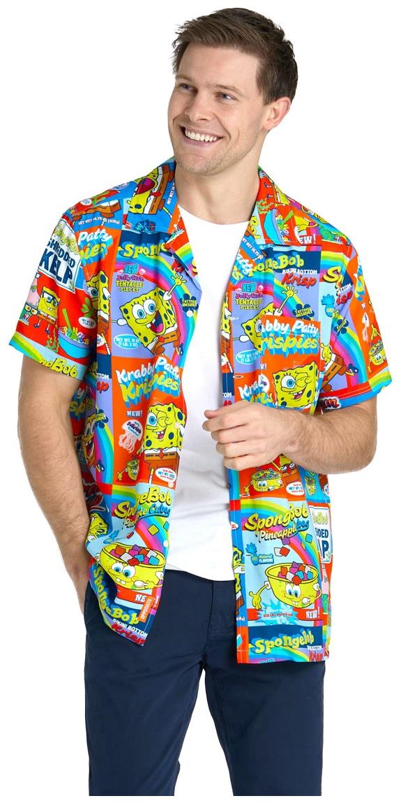 OppoSuits Hawaiian Shirt with SpongeBob Design for Beach Pool Parties and Vacation Vibes