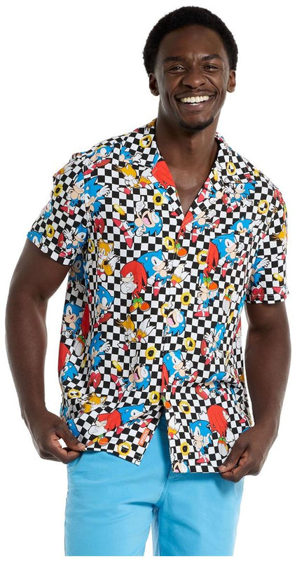 Stylish OppoSuits Men's Hawaiian Shirts Sonic Retro Rings for Summer Parties and Sonic Fan Events
