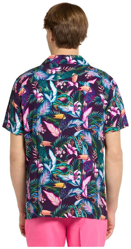 RADYAN Night Jungle Hawaiian Shirt - Lush Tropical Party Wear for Men product image showing the product clearly