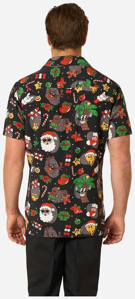RADYAN Merry Jinglejoy Hawaiian Shirt - Festive Short Sleeve Party Wear product image showing the product clearly