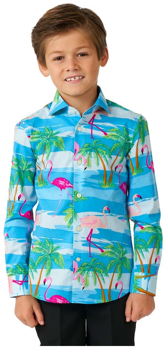 Tropical OppoSuits Boys Flaminguy Long Sleeve Shirt for Parties and Special Occasions
