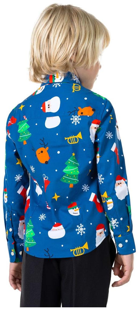 Stylish OppoSuits Festivity Blue Shirt for Holiday Parties and Festive Celebrations