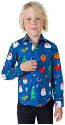 OppoSuits Boys' Shirts SHIRT LS Festivity Blue Boys