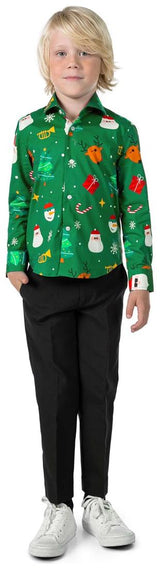 OppoSuits Boys' Shirts SHIRT LS Festivity Green Boys