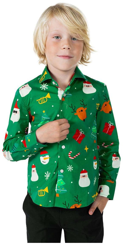 OppoSuits Boys' Shirts SHIRT LS Festivity Green Boys