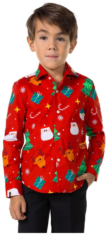 OppoSuits Boys' Shirts SHIRT LS Festivity Red Boys