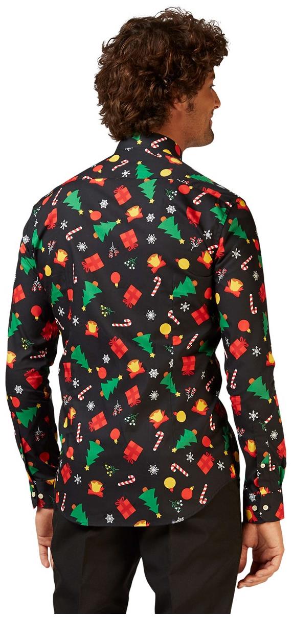 OppoSuits Men's Shirts SHIRT LS Christmas Icons Black