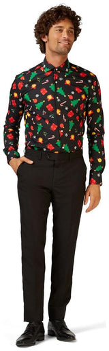 OppoSuits Men's Shirts SHIRT LS Christmas Icons Black