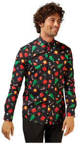 OppoSuits Men's Shirts SHIRT LS Christmas Icons Black