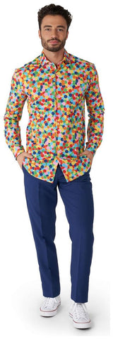 Colorful OppoSuits Confetteroni Button-Up Shirt for Party Events and Fashion Celebrations