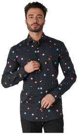 Stylish OppoSuits Pac-Man Long Sleeve Shirt for Retro Game Fans and Party Events