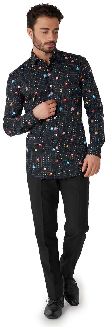 Stylish OppoSuits Pac-Man Long Sleeve Shirt for Retro Game Fans and Party Events