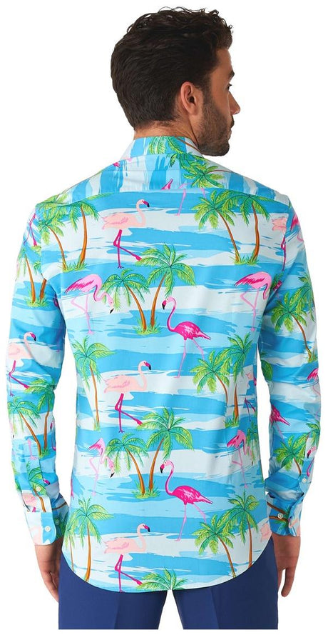 Trendy OppoSuits Flaminguy Long Sleeve Shirt for Hawaiian Theme Parties and Summer Events