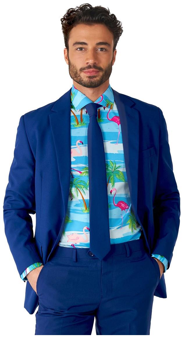 Trendy OppoSuits Flaminguy Long Sleeve Shirt for Hawaiian Theme Parties and Summer Events