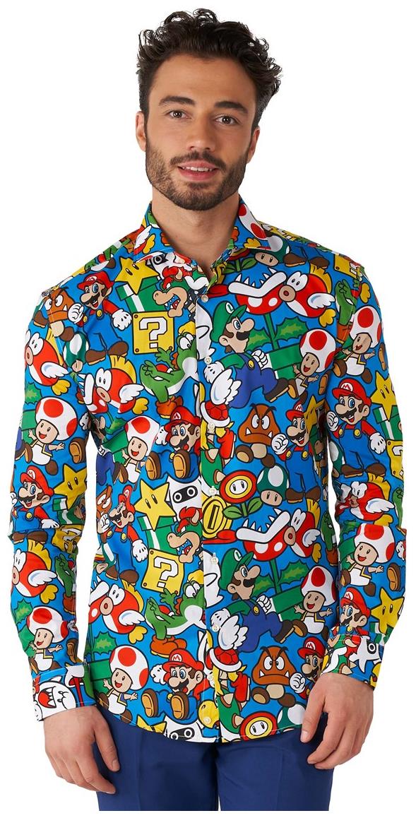 Stylish OppoSuits Super Mario Long Sleeve Shirt for Casual Outings and Themed Parties
