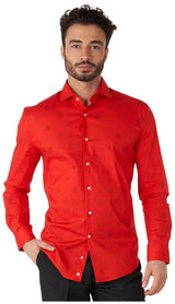 Festive OppoSuits Christmas Icons Red Shirt for Holiday Parties and Family Gatherings
