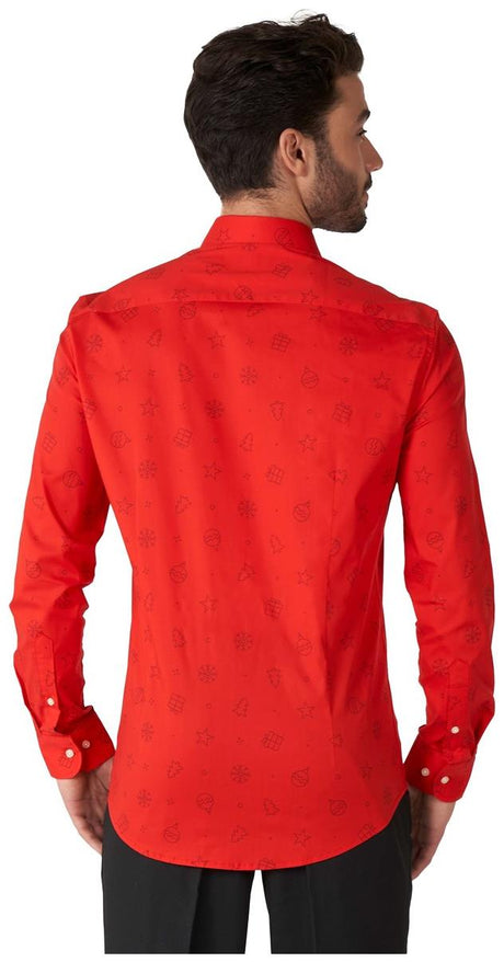 Festive OppoSuits Christmas Icons Red Shirt for Holiday Parties and Family Gatherings