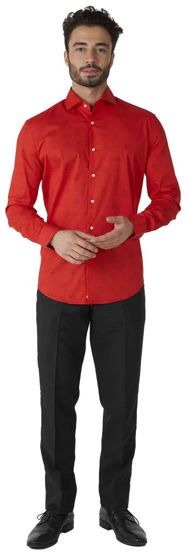 Festive OppoSuits Christmas Icons Red Shirt for Holiday Parties and Family Gatherings