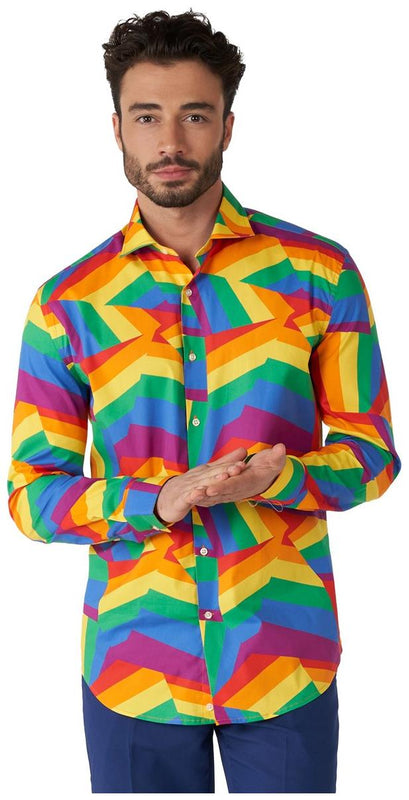 Vibrant OppoSuits Zig Zag Rainbow Shirt for Pride Weddings and Fun Party Celebrations