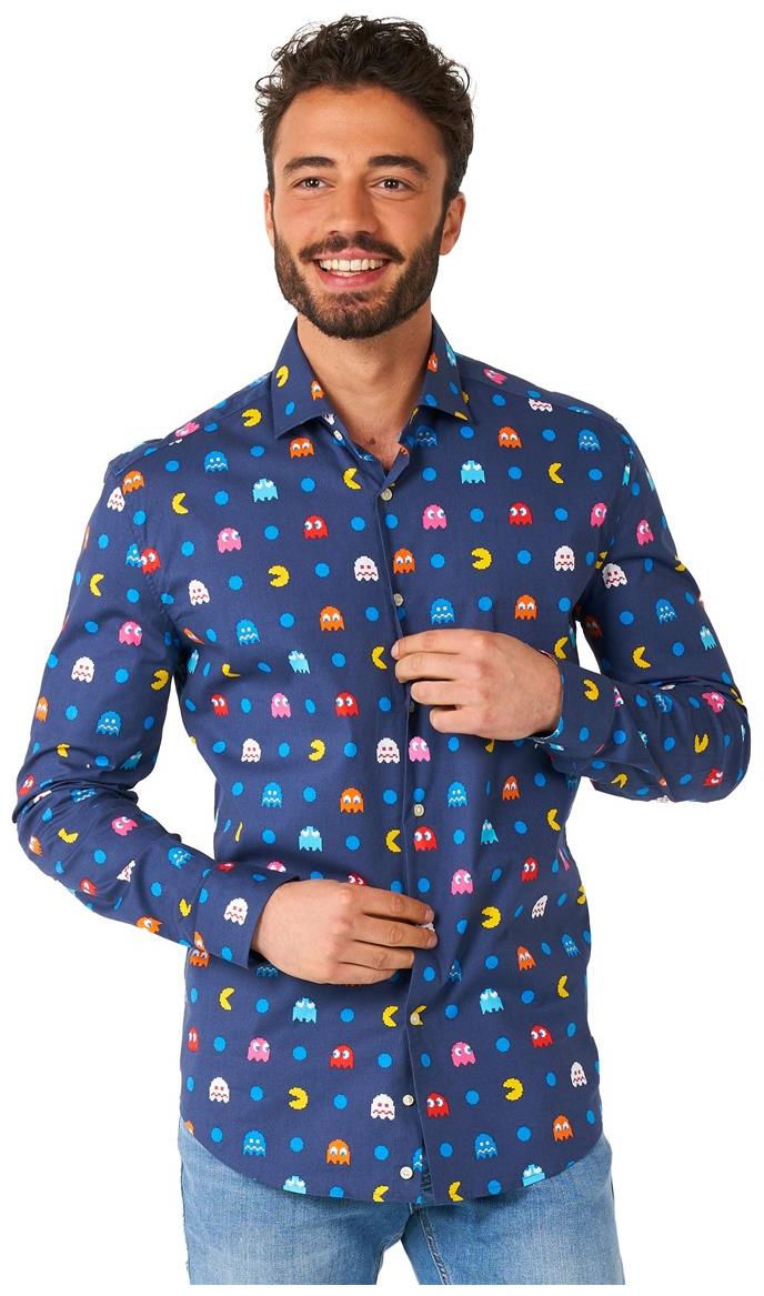 Retro OppoSuits Pixel PAC-Man Shirt for Gaming Events and Cosplay Gatherings