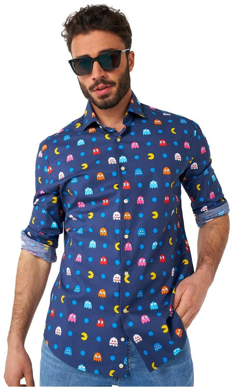 OppoSuits Men's Shirts SHIRT LS Pixel PAC-MANT
