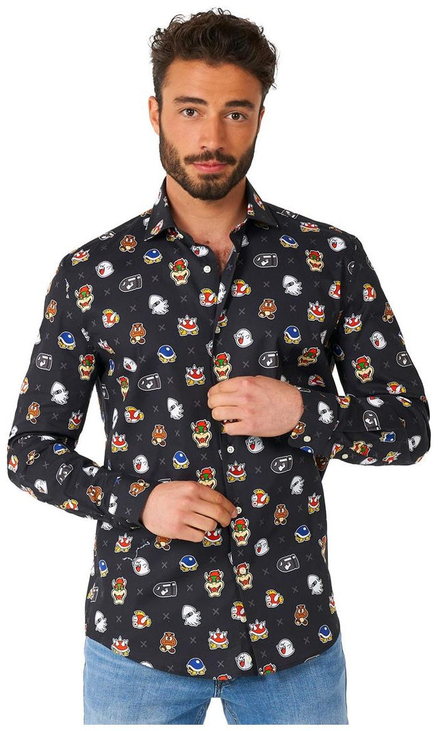 OppoSuits Men's Shirts SHIRT LS Super MarioT Bad Guys