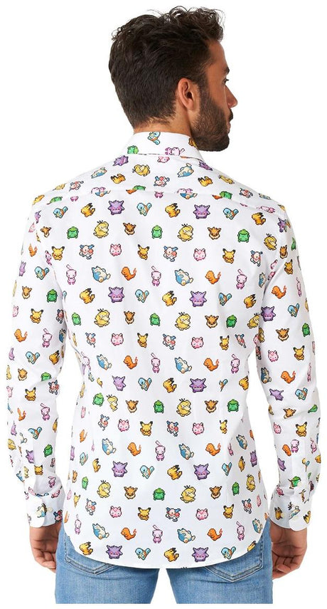 Stylish OppoSuits Pixel Pokemon Shirt for Men for Casual Wear Parties and Fun Events