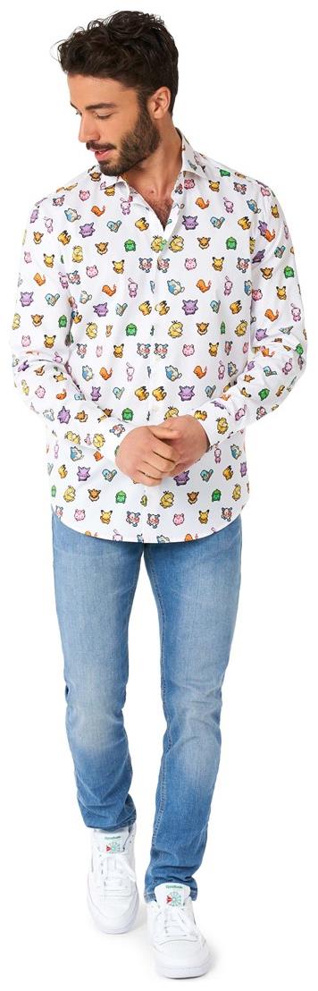 OppoSuits Men's Shirts SHIRT LS Pixel PokemonT
