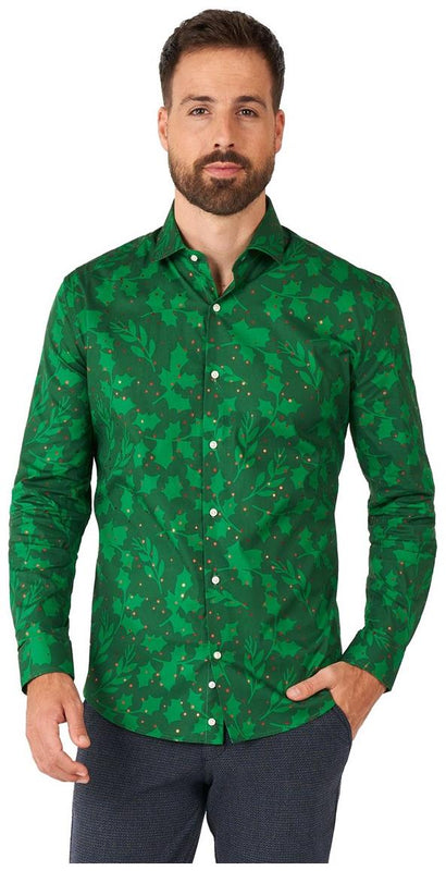 Stylish OppoSuits Men's Bright Berry Long Sleeve Shirt for Holiday Parties and Casual Gatherings