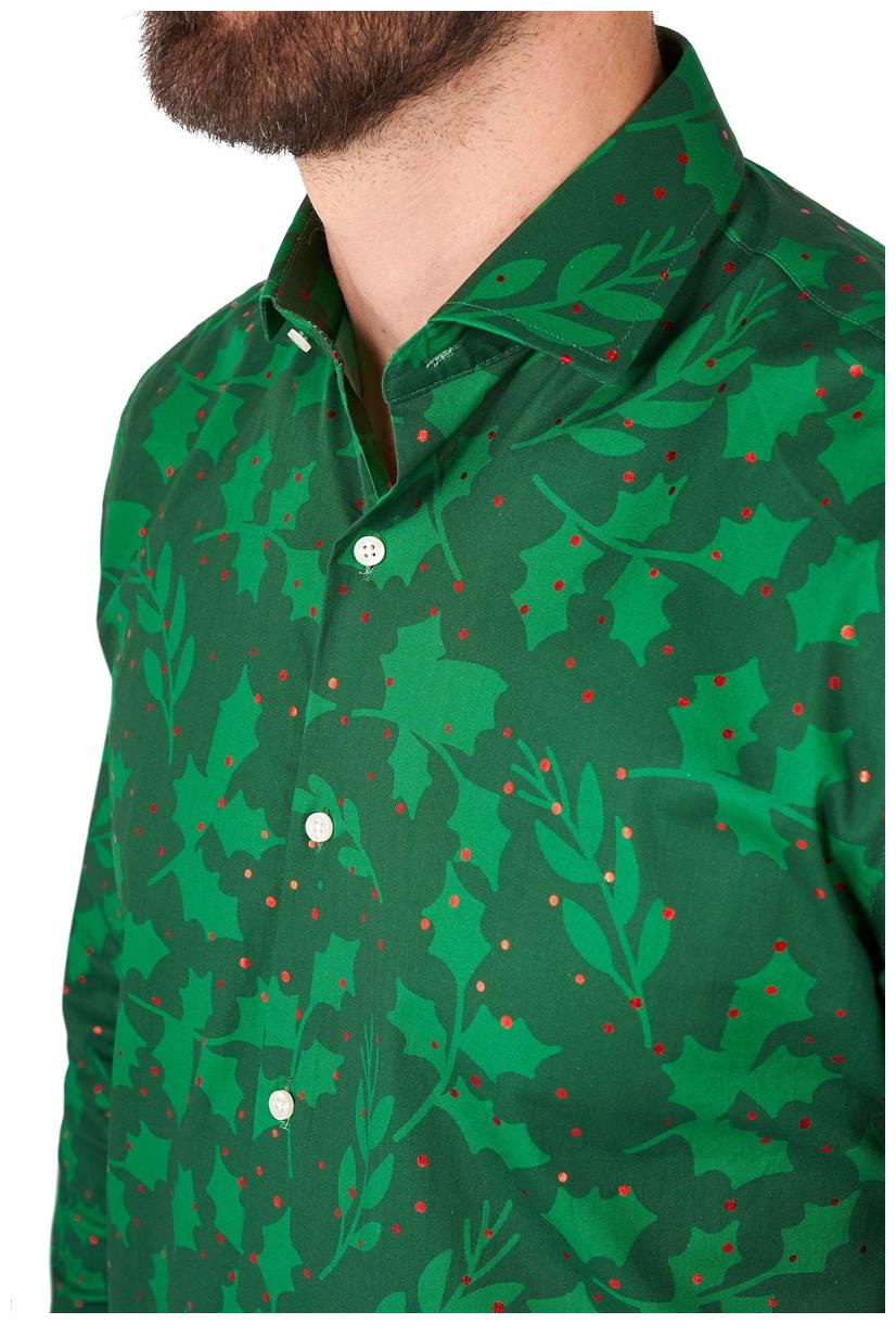 Stylish OppoSuits Men's Bright Berry Long Sleeve Shirt for Holiday Parties and Casual Gatherings