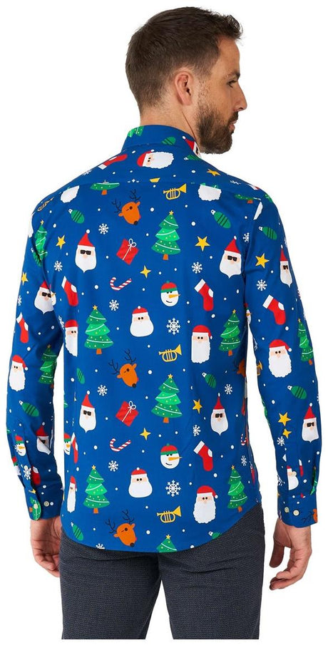 OppoSuits Men's Shirts SHIRT LS Festivity Blue